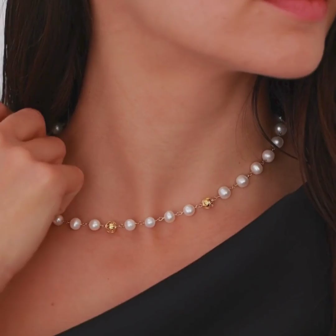 Necklace Viana's Contas in 19,2Kt Gold with Pearls