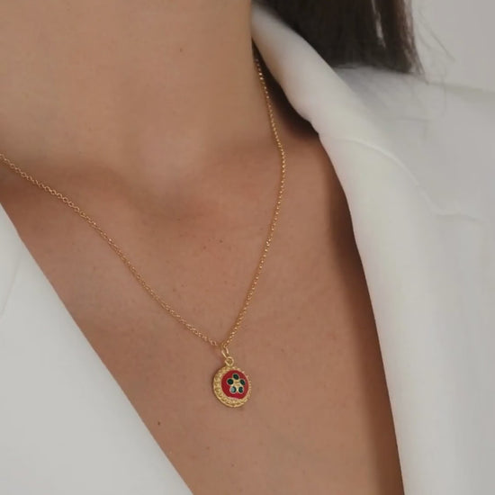 Set Red and Green Caramujo in Gold Plated Silver