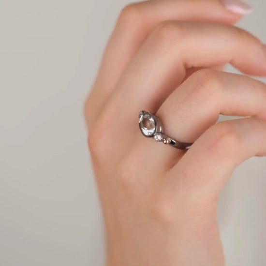 Ring Solitaire Rock Crystal in Silver and Gold
