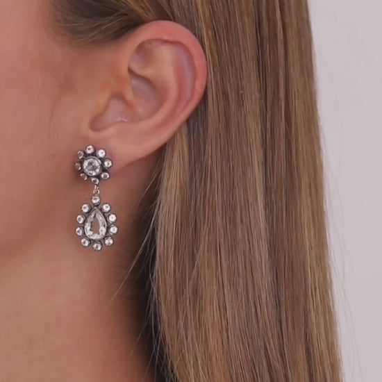 Earrings Ciclo Rock Crystal in Silver and Gold