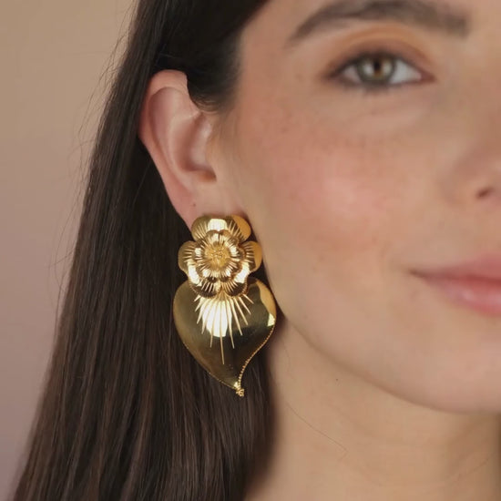 Earrings Heart of Amália in Gold Plated Silver
