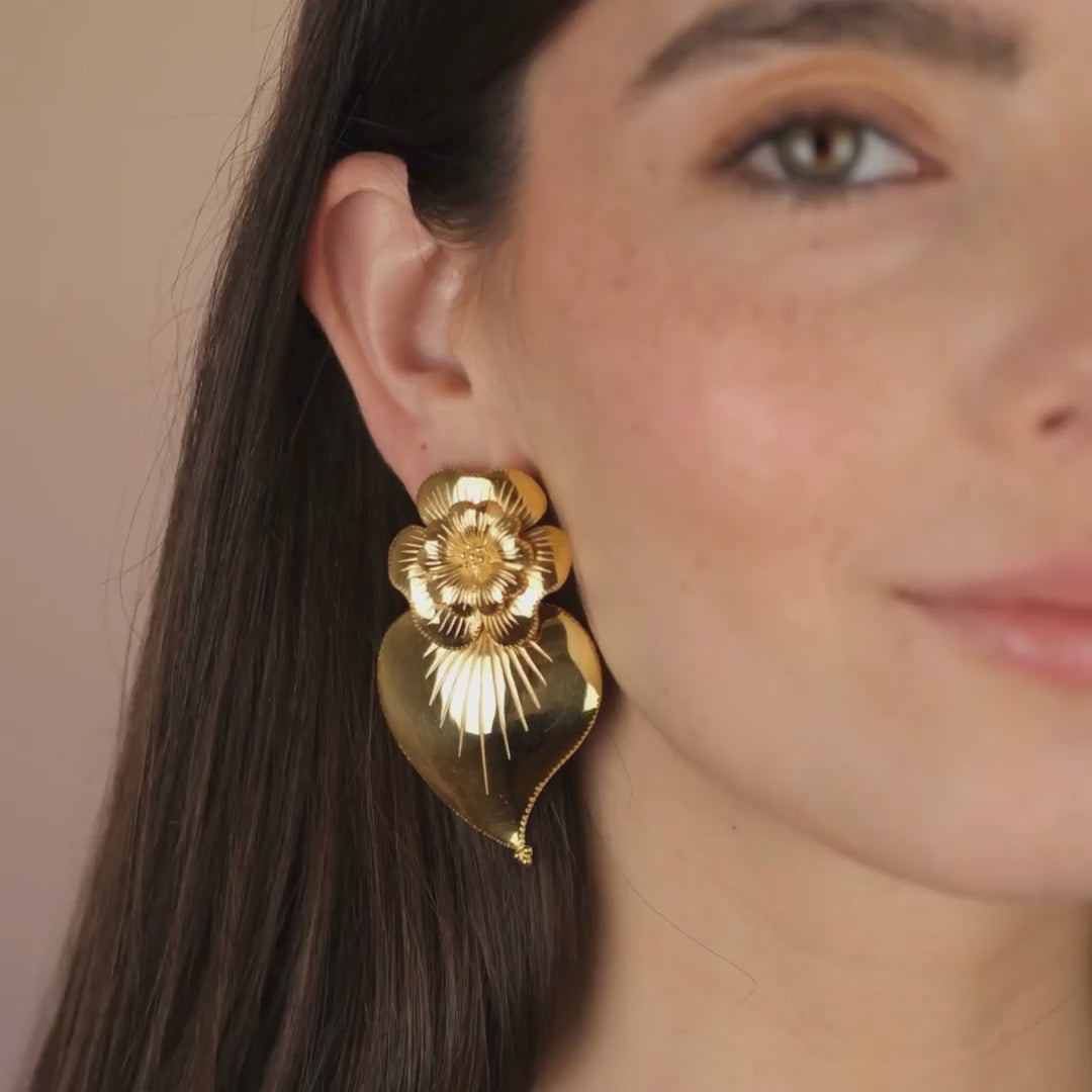 Earrings Heart of Amália in Gold Plated Silver