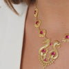 Necklace Queen Dragon Red in Gold Plated Silver