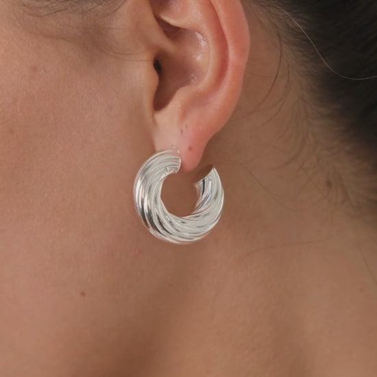 Earrings Hoops Intertwined in Silver