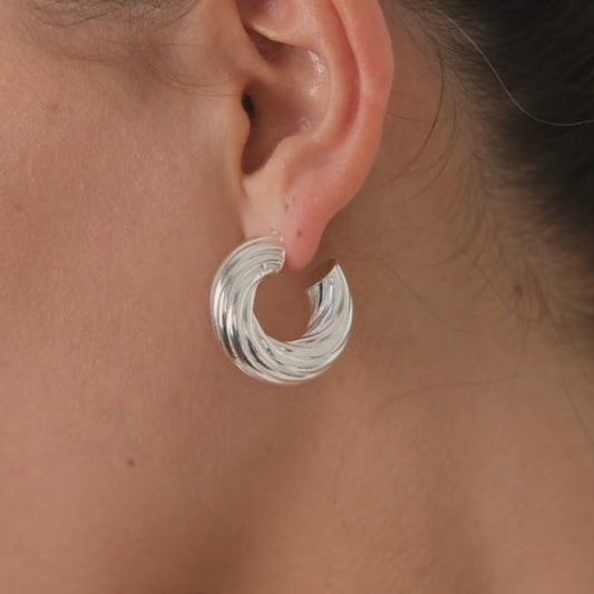 Earrings Hoops Intertwined in Silver