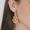 Earrings Heart of Viana Red Azulejo in Gold Plated Silver