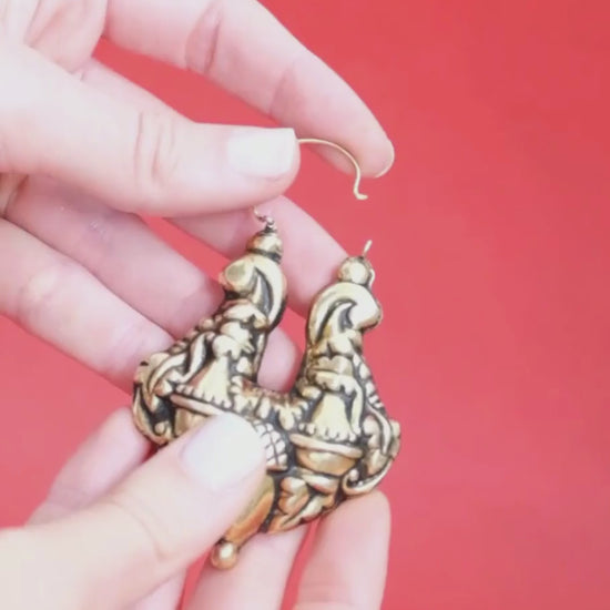 Earrings Baroque Arrecadas XL in Gold Plated Silver