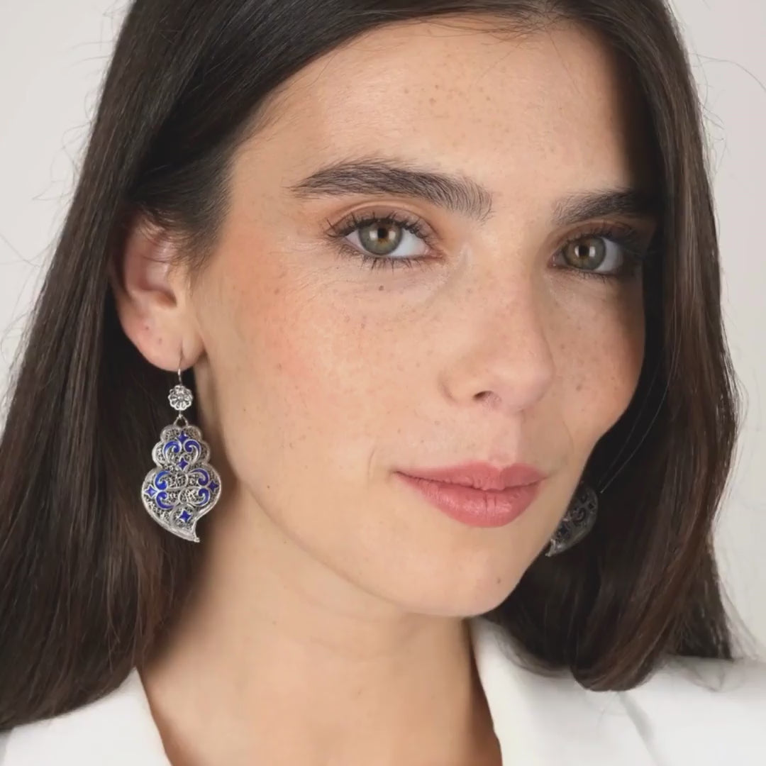 Earrings Heart of Viana Azulejo in Silver