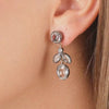 Earrings Leaf Rock Crystal in Silver and Gold