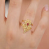Ring Heart of Viana Red in Gold Plated Silver