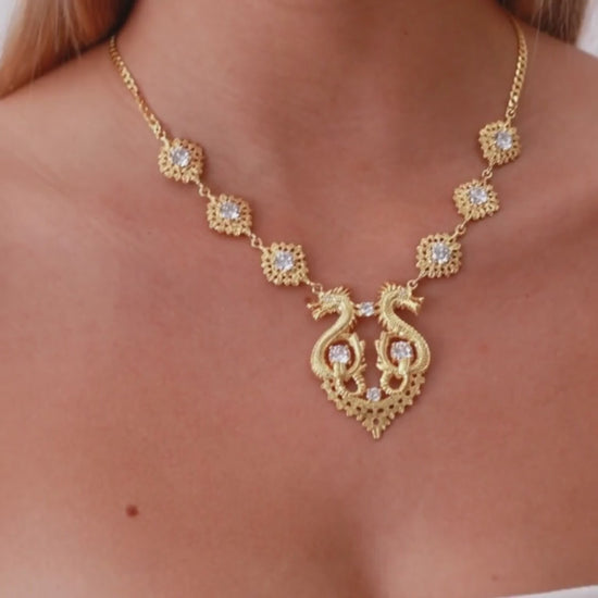Necklace Queen Dragon in Gold Plated Silver