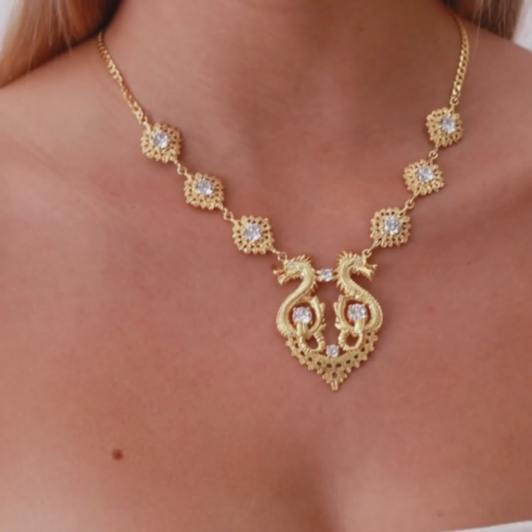 Necklace Queen Dragon in Gold Plated Silver