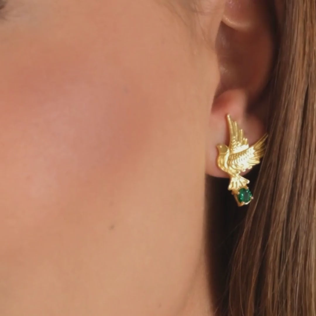 Earrings Dove Green in Gold Plated Silver