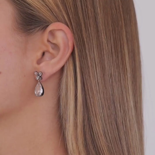 Earrings Butterfly Rock Crystal in Silver and Gold