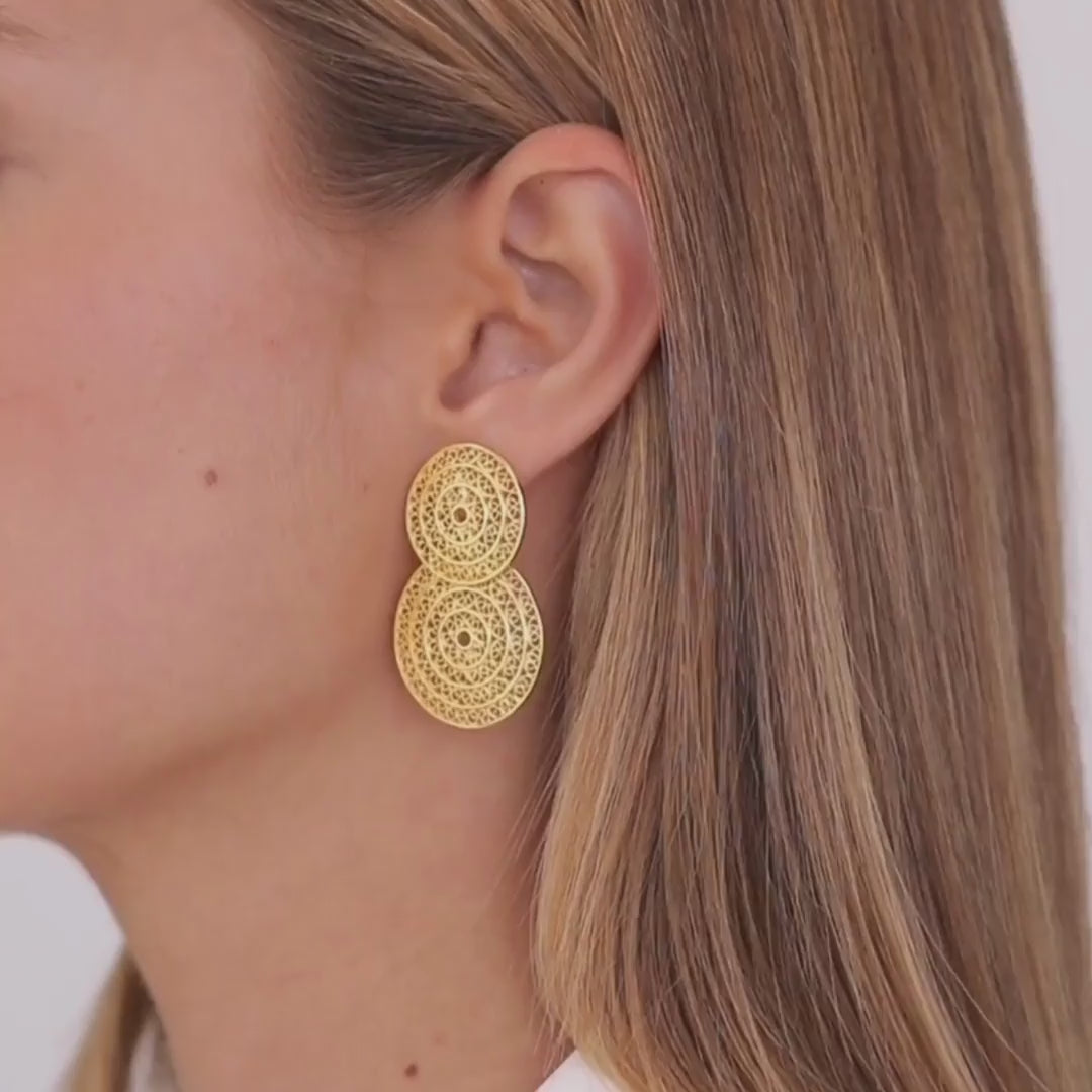 Earrings Two Circles in Gold Plated Silver