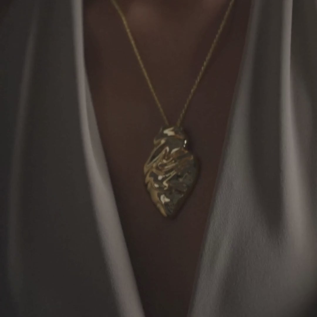 Necklace Melting Heart in Gold Plated Silver