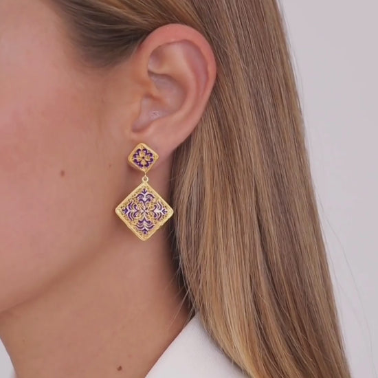 Earrings Azulejo in Gold Plated Silver