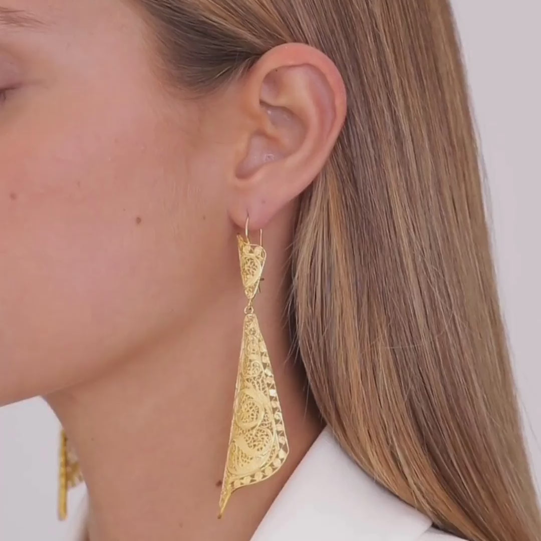 Earrings Fado Singer's Shawl in Gold Plated Silver