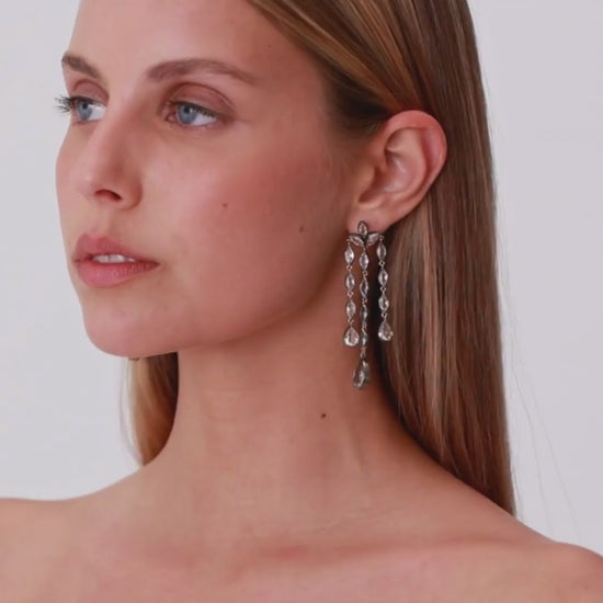 Earrings Teardrops Rock Crystal in Silver and Gold