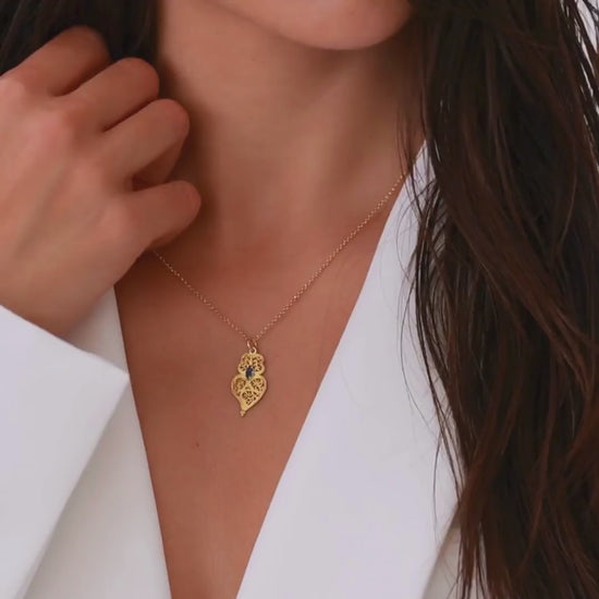 Necklace Heart of Viana Blue in Gold Plated Silver