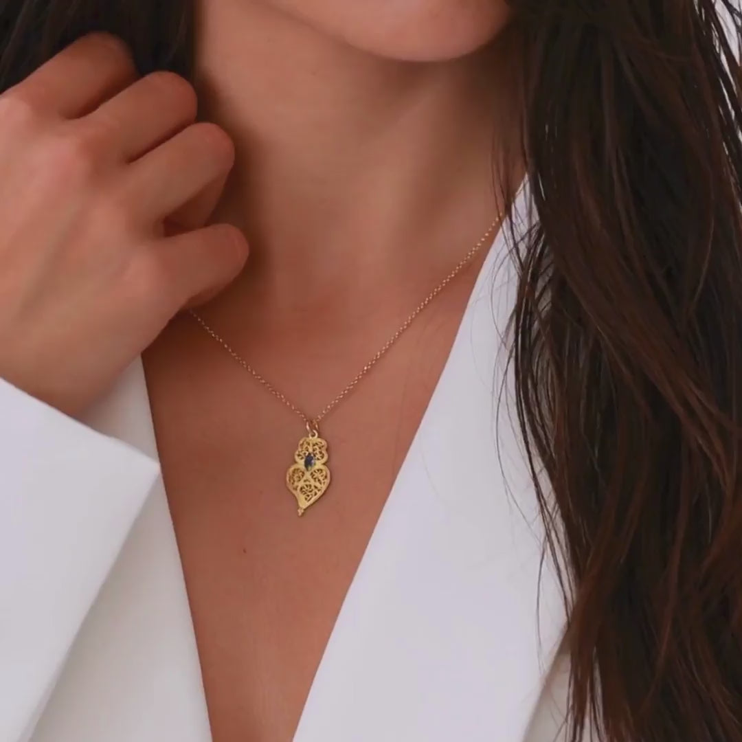 Necklace Heart of Viana Blue in Gold Plated Silver