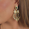 Earrings Queen Dove Green in Gold Plated Silver