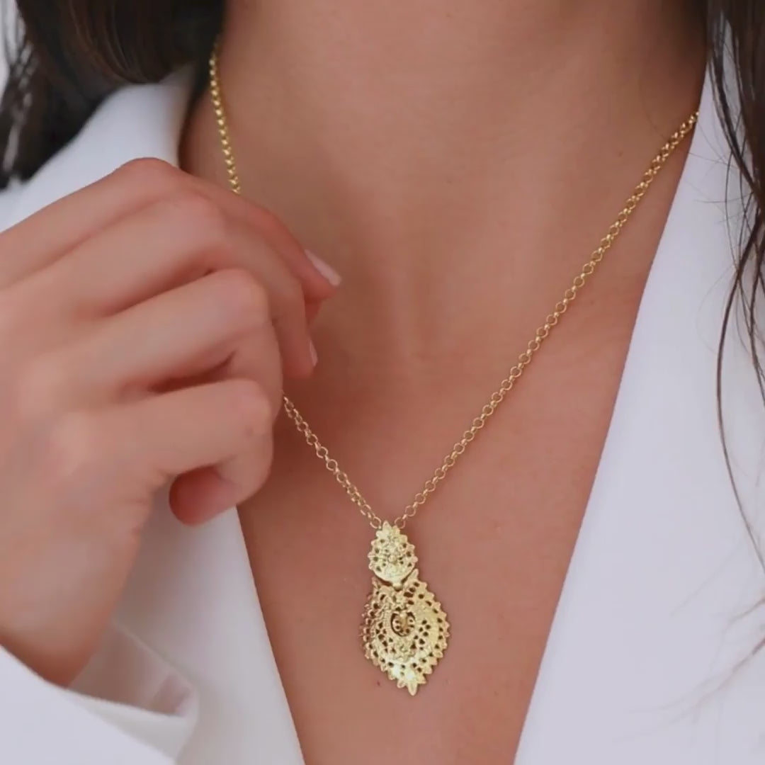 Necklace Queen Earring S in Gold Plated Silver