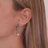 Earrings Teardrop with Marcasites and Pearl in Silver