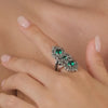 Ring Queen Green Triple in Silver