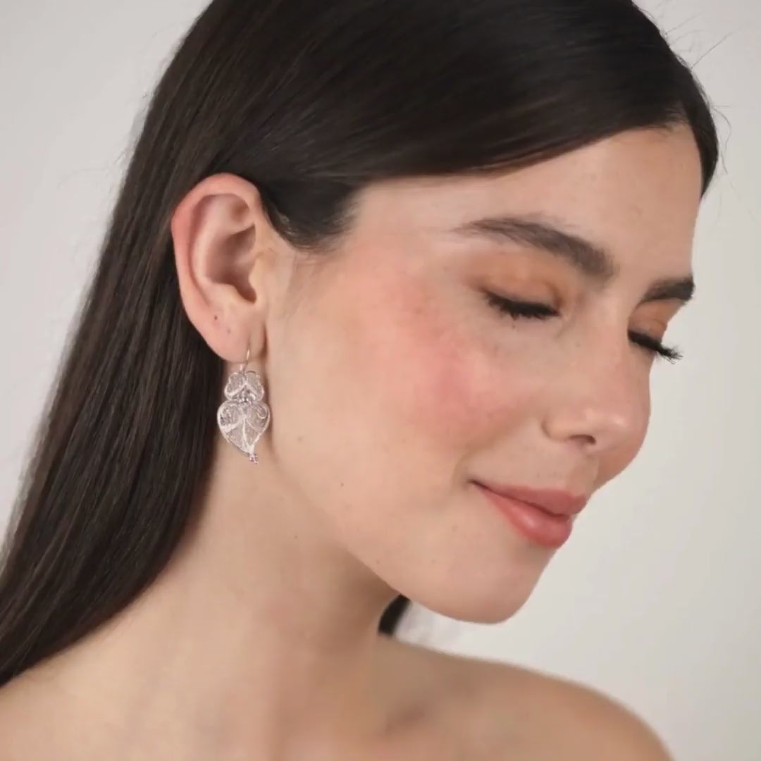 Earrings Heart of Viana 3,5cm in Silver