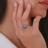 Ring Blue Marcasites in Silver and Gold