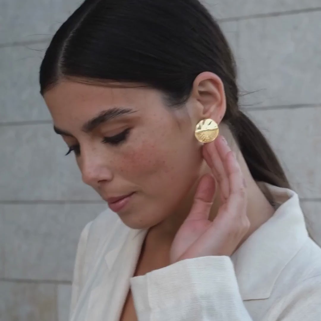 Earrings Circles Articulated in Gold Plated Silver