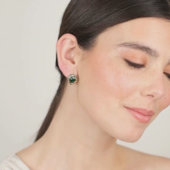 Earrings Vintage Green in Silver and Gold