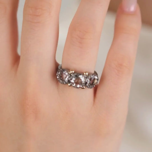 Ring Trio Rock Crystal in Silver and Gold
