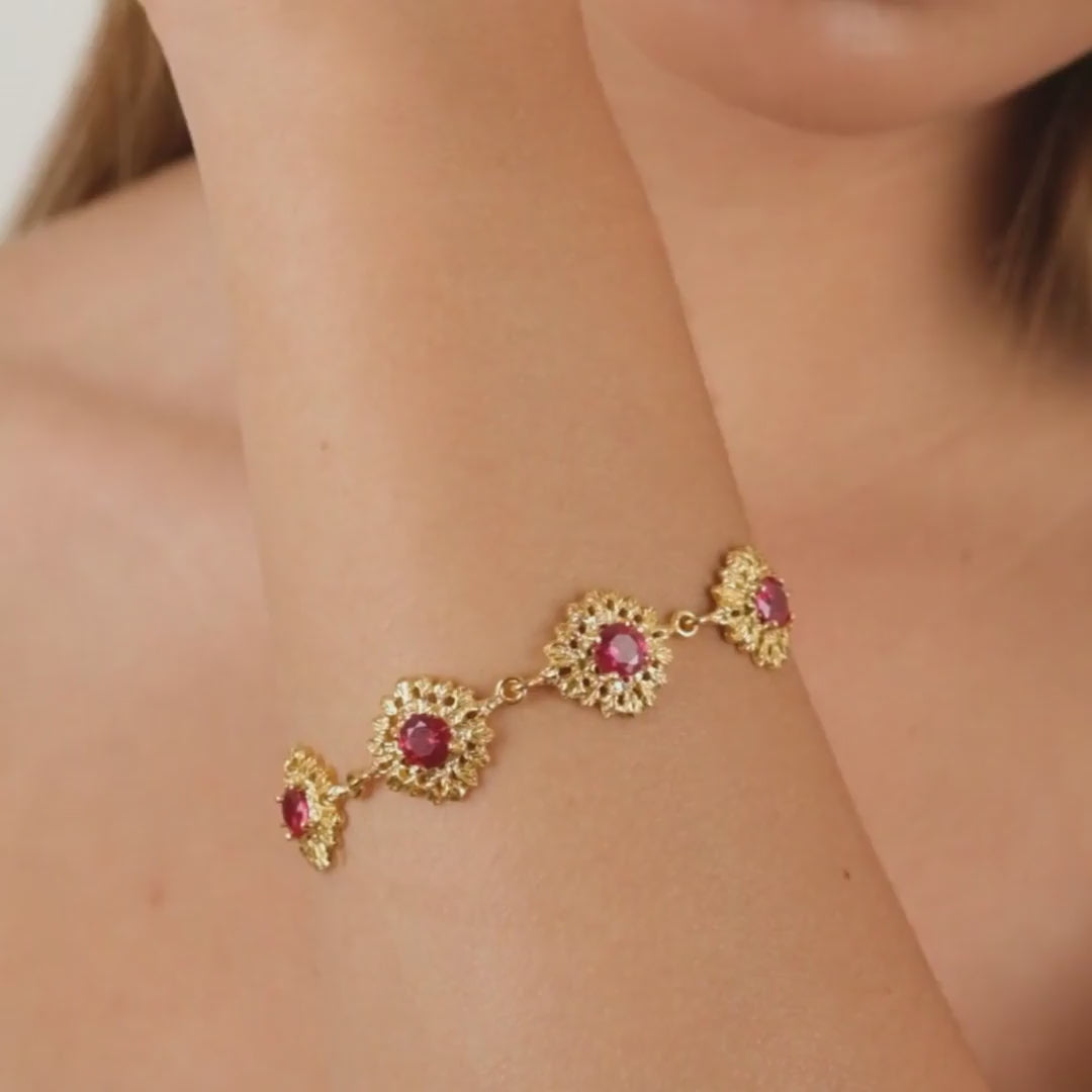 Bracelet Queen Red in Gold Plated Silver