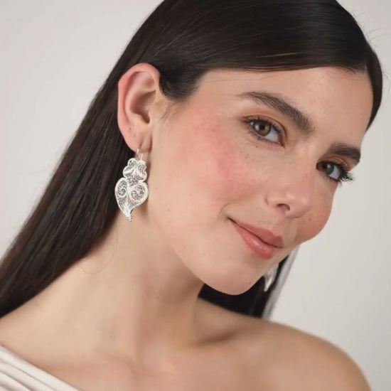 Earrings Heart of Viana 4,5 cm in Silver