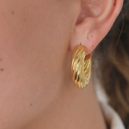 Earrings Hoops Intertwined in Gold Plated Silver