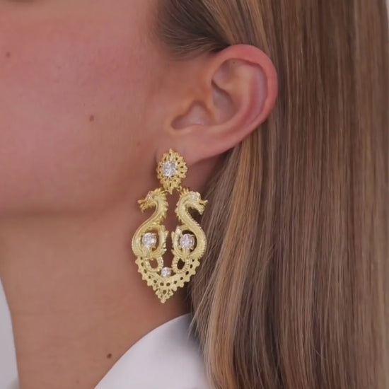 Earrings Queen Dragon XL in Gold Plated Silver