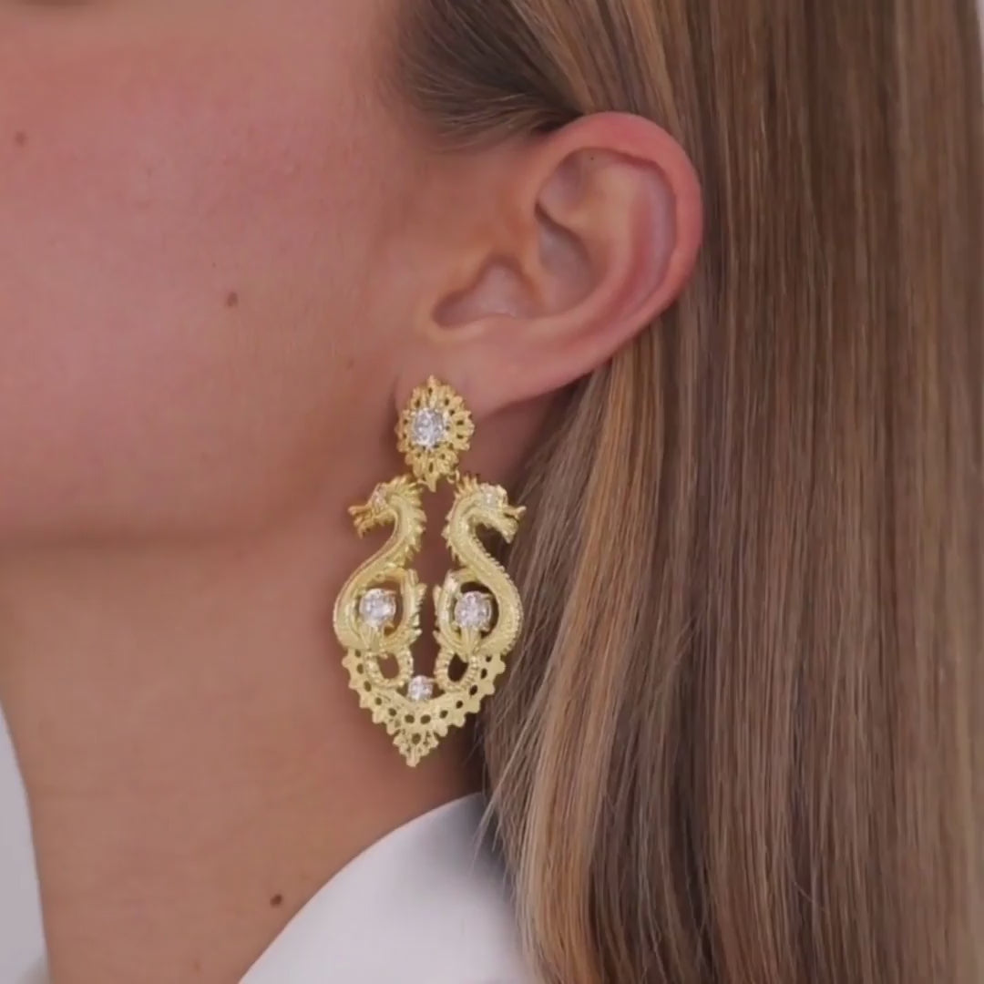 Earrings Queen Dragon XL in Gold Plated Silver
