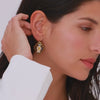 Earrings Baroque Blue Enamel in Gold Plated Silver