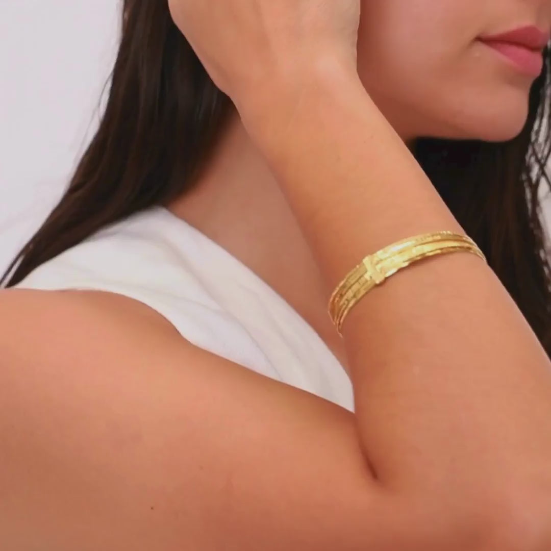 Bracelet Seven Bangles in Gold Plated Silver