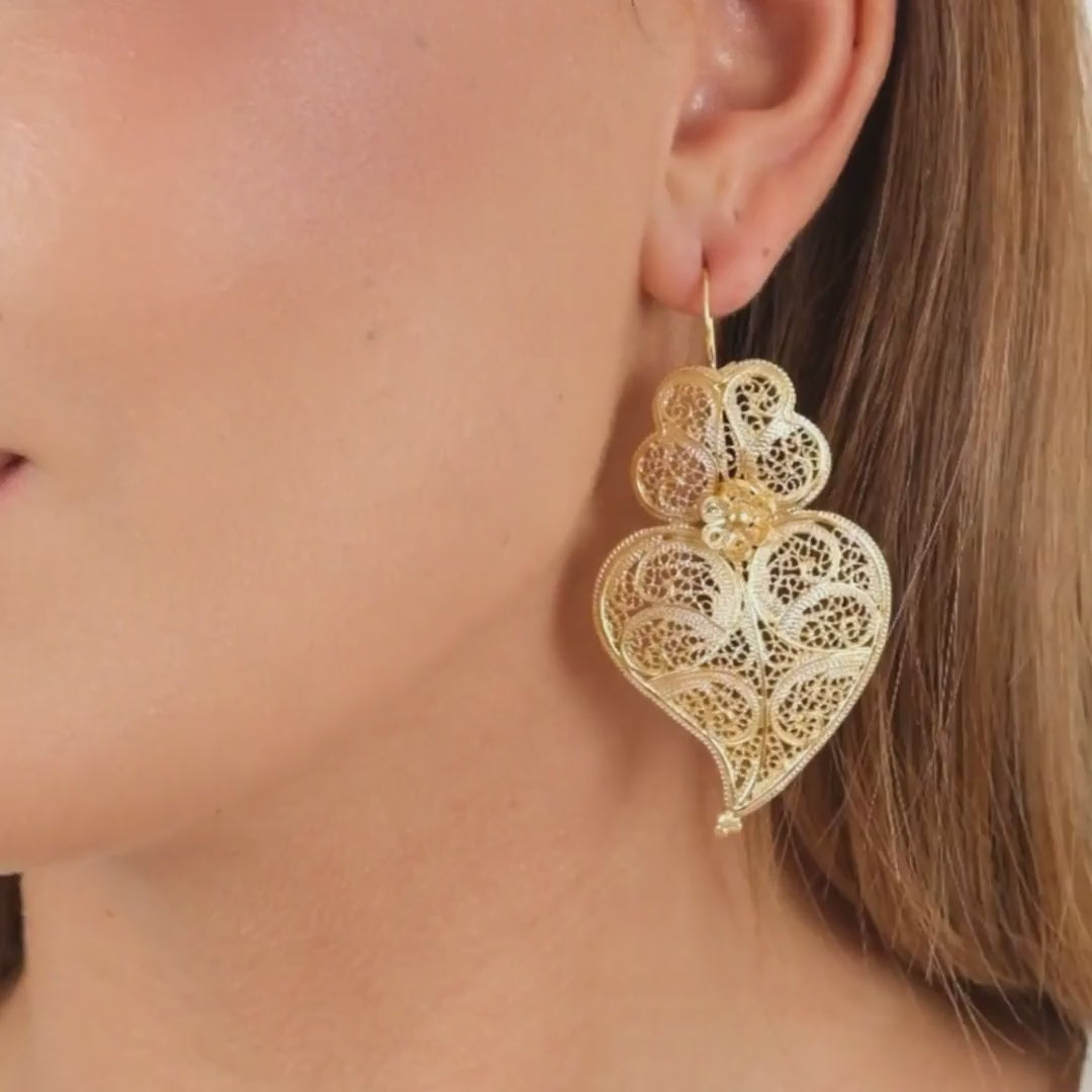 Earrings Heart of Viana 5,5cm in Silver