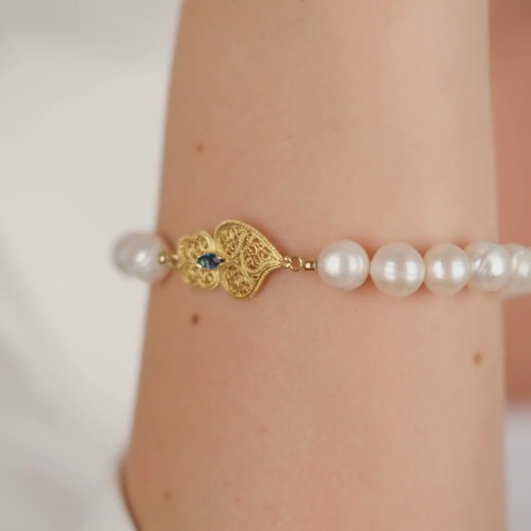 Bracelet Heart of Viana Blue in Gold Plated Silver