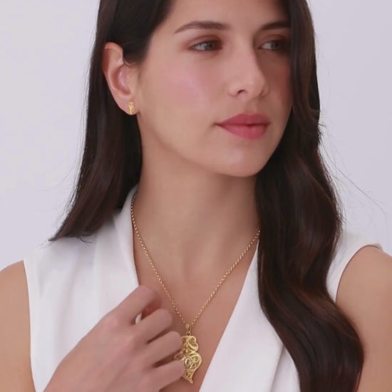 Necklace Heart of Viana with Fatima in Gold Plated Silver
